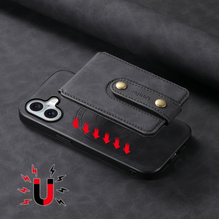 For iPhone 16 Denior D14 NK Retro Pattern MagSafe Magnetic Card Holder Leather Phone Case(Black) - free shipping - PMC TechLife - Order now!