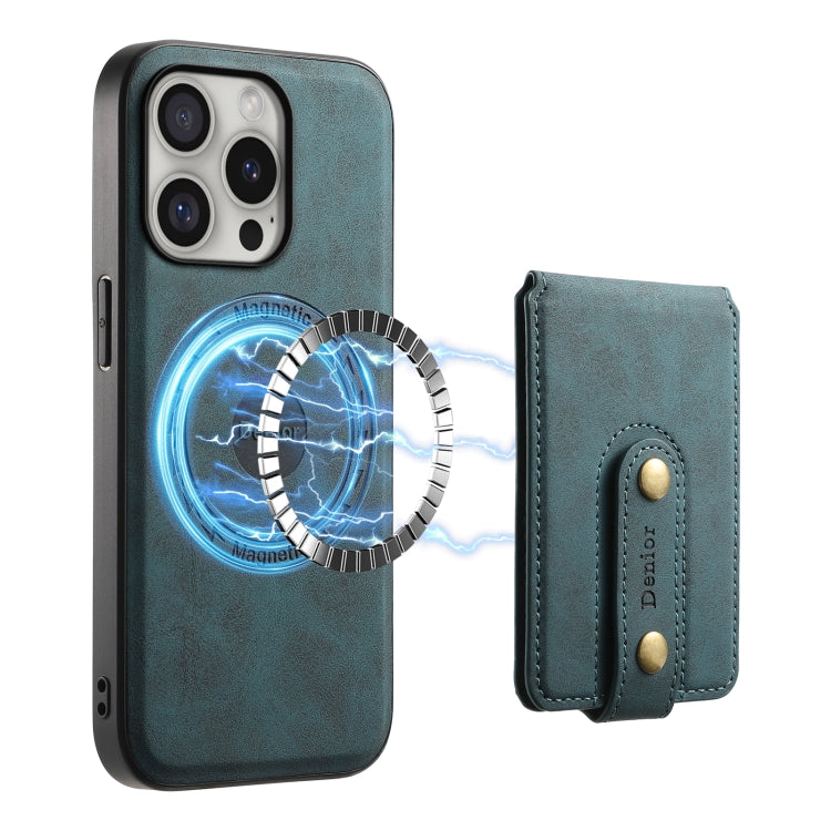 For iPhone 16 Pro Denior D14 NK Retro Pattern MagSafe Magnetic Card Holder Leather Phone Case(Blue) - free shipping - PMC TechLife - Order now!