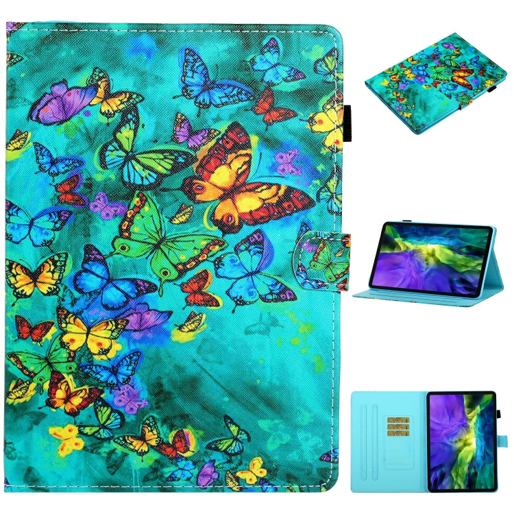 For iPad Pro 11 2024 Coloured Drawing Stitching Smart Leather Tablet Case(Green Butterfly) - iPad Pro 11 2024 Cases by PMC Jewellery | Online Shopping South Africa | PMC Jewellery | Buy Now Pay Later Mobicred