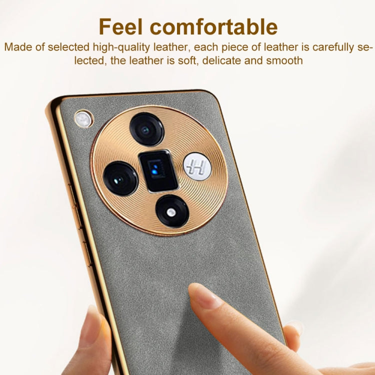 For OPPO Find X7 Electroplating Lambskin Leather Phone Case(Green) - Find X7 Cases by PMC TechLife | Online Shopping South Africa | PMC TechLife | Buy Now Pay Later Mobicred