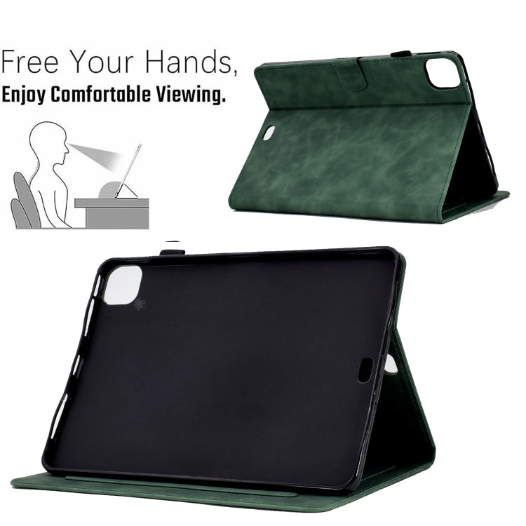 For iPad Pro 11 2024 Tower Embossed Leather Smart Tablet Case(Green) - iPad Pro 11 2024 Cases by PMC TechLife | Online Shopping South Africa | PMC TechLife | Buy Now Pay Later Mobicred
