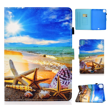 For iPad Pro 11 2024 Painted Stitching Smart Leather Tablet Case(Blue Sky Starfish) - iPad Pro 11 2024 Cases by PMC Jewellery | Online Shopping South Africa | PMC Jewellery | Buy Now Pay Later Mobicred