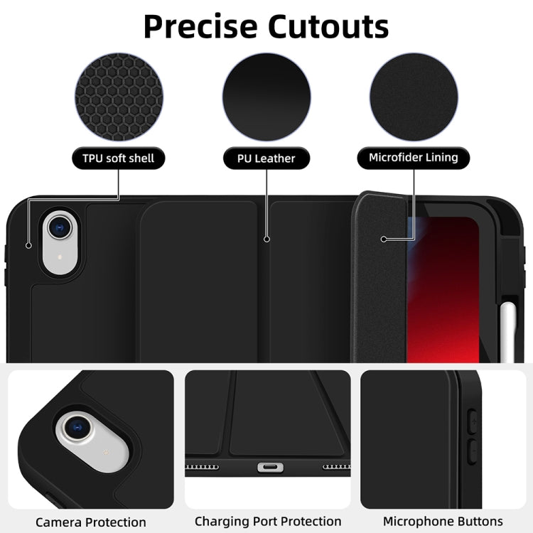 For iPad Air 11 2025 / 2024 3-fold TPU Smart Leather Tablet Case with Pen Slot(Black) - iPad Air 11 2025 / 2024 Cases by PMC TechLife | Online Shopping South Africa | PMC TechLife | Buy Now Pay Later Mobicred