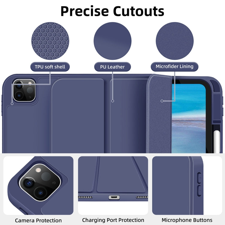 For iPad Pro 11 2024 3-fold TPU Smart Leather Tablet Case with Pen Slot(Royal Blue) - iPad Pro 11 2024 Cases by PMC TechLife | Online Shopping South Africa | PMC TechLife | Buy Now Pay Later Mobicred