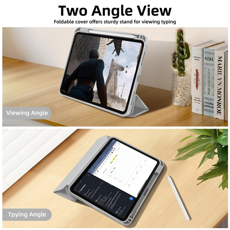 For iPad Pro 11 2024 3-fold TPU Smart Leather Tablet Case with Pen Slot(Grey) - iPad Pro 11 2024 Cases by PMC TechLife | Online Shopping South Africa | PMC TechLife | Buy Now Pay Later Mobicred