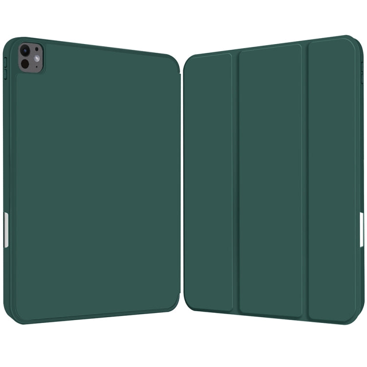 For iPad Pro 13 2024 3-fold TPU Smart Leather Tablet Case with Pen Slot(Dark Green) - iPad Pro 13 2024 Cases by PMC TechLife | Online Shopping South Africa | PMC TechLife | Buy Now Pay Later Mobicred