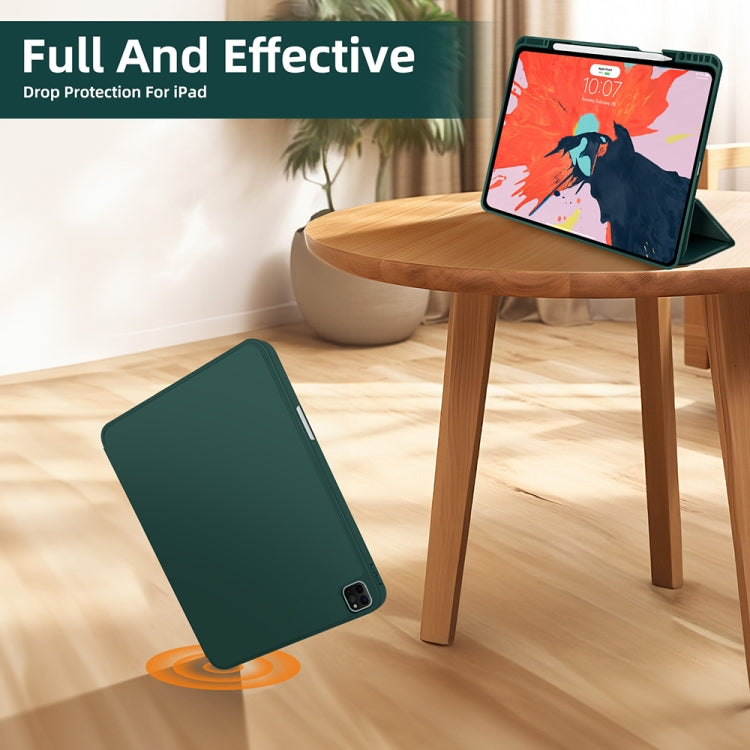 For iPad Pro 13 2024 3-fold TPU Smart Leather Tablet Case with Pen Slot(Dark Green) - iPad Pro 13 2024 Cases by PMC TechLife | Online Shopping South Africa | PMC TechLife | Buy Now Pay Later Mobicred