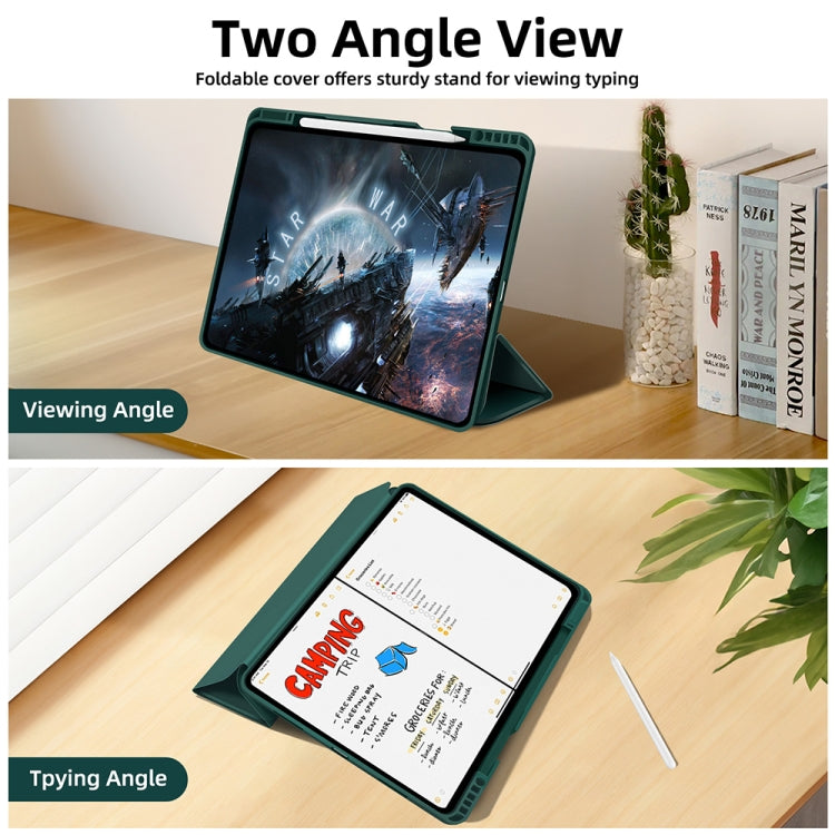 For iPad Pro 13 2024 3-fold TPU Smart Leather Tablet Case with Pen Slot(Dark Green) - iPad Pro 13 2024 Cases by PMC TechLife | Online Shopping South Africa | PMC TechLife | Buy Now Pay Later Mobicred