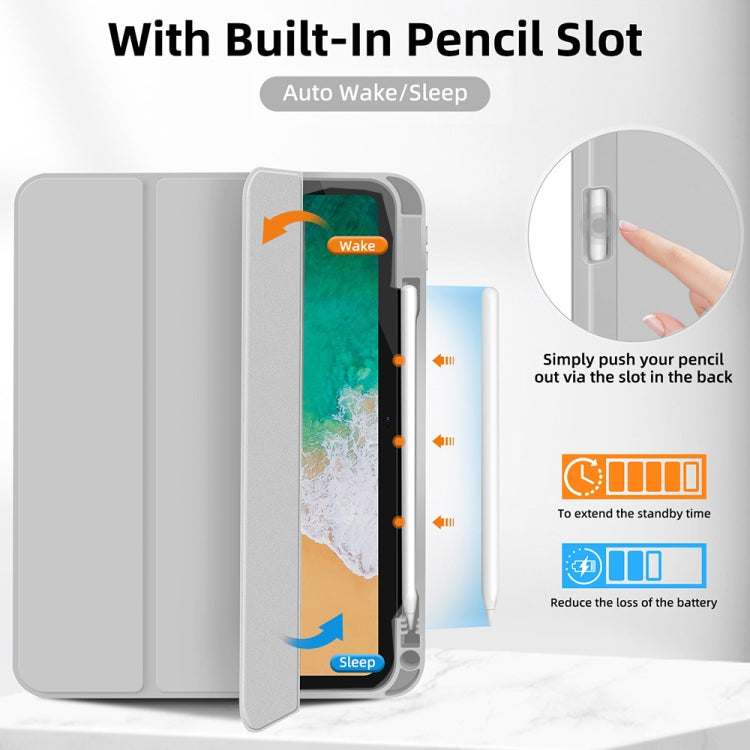 For iPad Pro 13 2024 3-fold TPU Smart Leather Tablet Case with Pen Slot(Grey) - iPad Pro 13 2024 Cases by PMC TechLife | Online Shopping South Africa | PMC TechLife | Buy Now Pay Later Mobicred