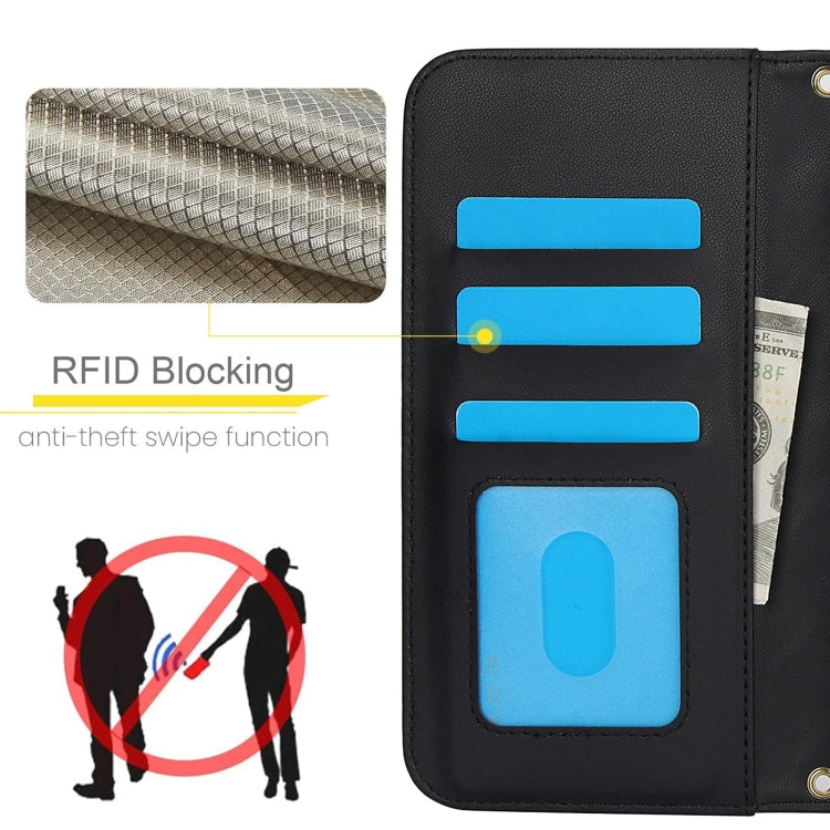 For Google Pixel 6a Crossbody Multifunction Rhombic Leather Phone Case(Black) - Google Cases by PMC TechLife | Online Shopping South Africa | PMC TechLife | Buy Now Pay Later Mobicred