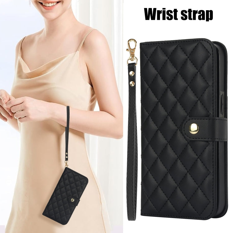 For Google Pixel 9 Pro XL Crossbody Multifunction Rhombic Leather Phone Case(Black) - Google Cases by PMC TechLife | Online Shopping South Africa | PMC TechLife | Buy Now Pay Later Mobicred