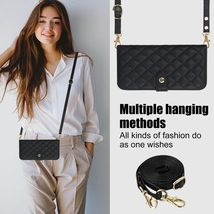 For Samsung Galaxy S24+ 5G Crossbody Multifunction Rhombic Leather Phone Case(Black) - free shipping - PMC Jewellery - Order now!