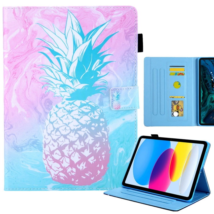 For iPad Pro 11 2024 Colored Drawing Leather Smart Tablet Case(Blue Pink Pineapple) - iPad Pro 11 2024 Cases by PMC TechLife | Online Shopping South Africa | PMC TechLife | Buy Now Pay Later Mobicred