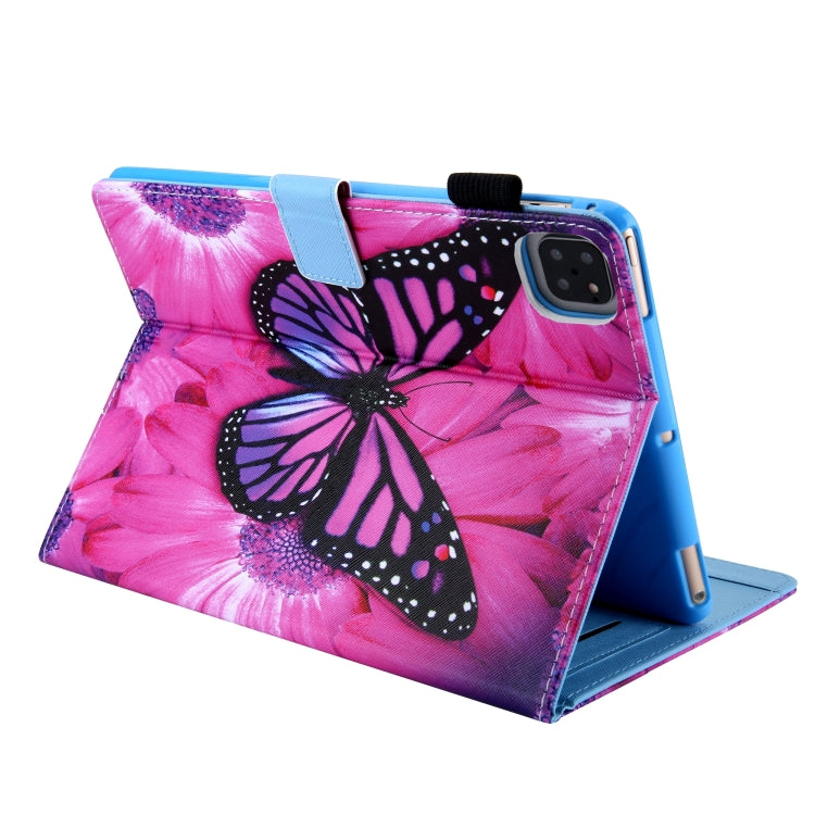 For iPad Pro 11 2024 Colored Drawing Leather Smart Tablet Case(Red Flower Pink Butterfly) - iPad Pro 11 2024 Cases by PMC TechLife | Online Shopping South Africa | PMC TechLife | Buy Now Pay Later Mobicred