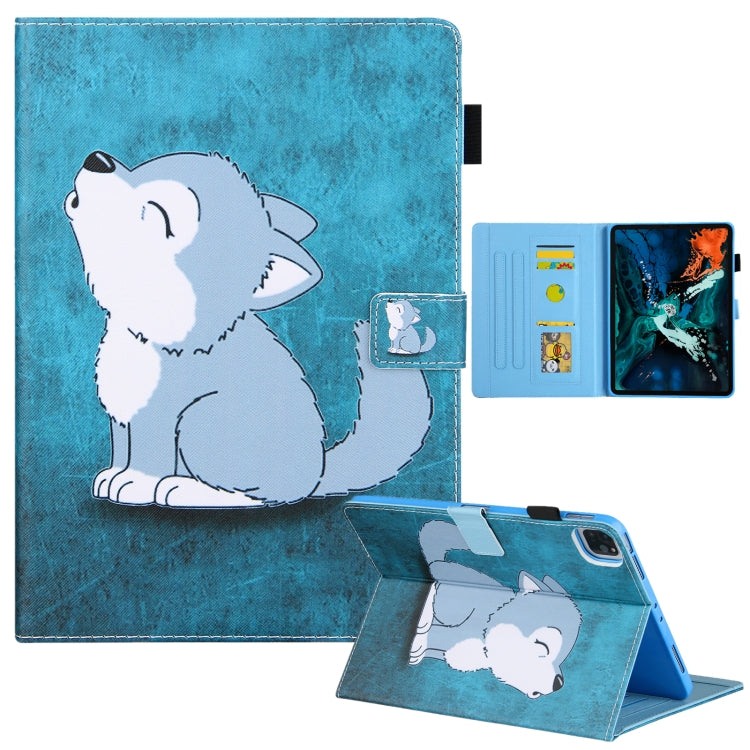 For iPad Pro 11 2024 Colored Drawing Leather Smart Tablet Case(Cute Wolf) - iPad Pro 11 2024 Cases by PMC TechLife | Online Shopping South Africa | PMC TechLife | Buy Now Pay Later Mobicred