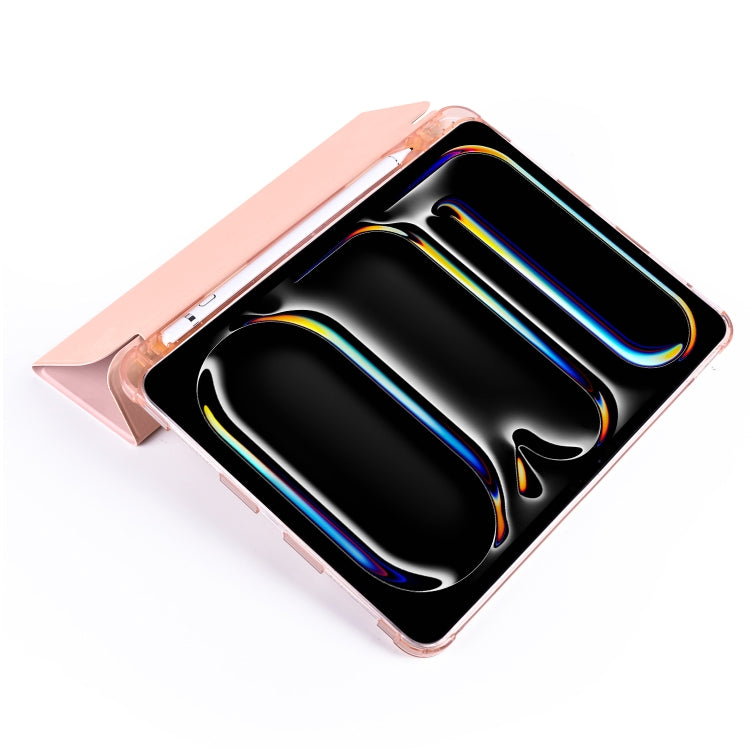 For iPad Pro 13 2024 3-fold TPU Leather Smart Tablet Case with Pen Slot(Pink) - iPad Pro 13 2024 Cases by PMC TechLife | Online Shopping South Africa | PMC TechLife | Buy Now Pay Later Mobicred