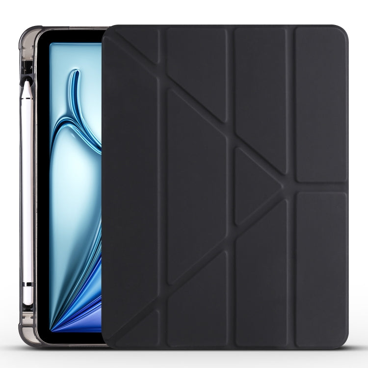 For iPad Air 11 2025 / 2024 Multi-folding TPU Leather Smart Tablet Case with Pen Slot(Black) - iPad Air 11 2025 / 2024 Cases by PMC TechLife | Online Shopping South Africa | PMC TechLife | Buy Now Pay Later Mobicred