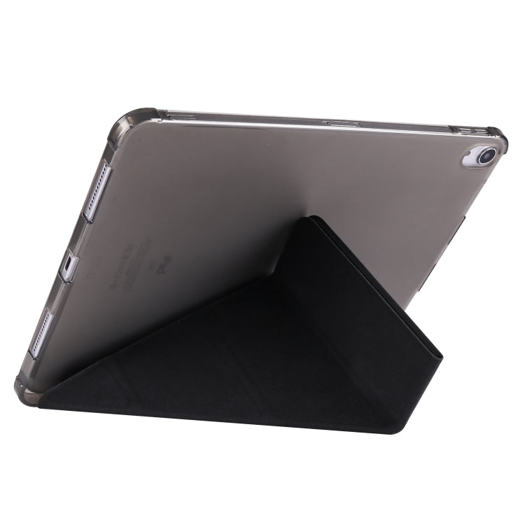 For iPad Air 11 2024 Multi-folding TPU Leather Smart Tablet Case with Pen Slot(Black) - iPad Air 11 2024 Cases by PMC Jewellery | Online Shopping South Africa | PMC Jewellery | Buy Now Pay Later Mobicred