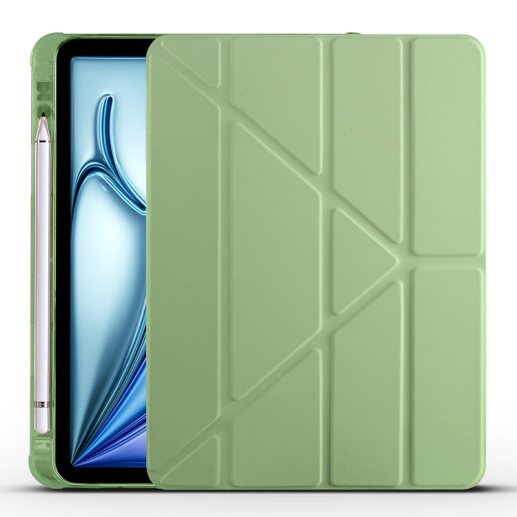 For iPad Air 11 2024 Multi-folding TPU Leather Smart Tablet Case with Pen Slot(Matcha Green) - iPad Air 11 2024 Cases by PMC TechLife | Online Shopping South Africa | PMC TechLife | Buy Now Pay Later Mobicred