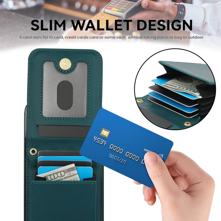 For iPhone 16 YM015 Crossbody Rhombic Card Bag RFID Phone Case(Green) - iPhone 16 Cases by PMC TechLife | Online Shopping South Africa | PMC TechLife | Buy Now Pay Later Mobicred