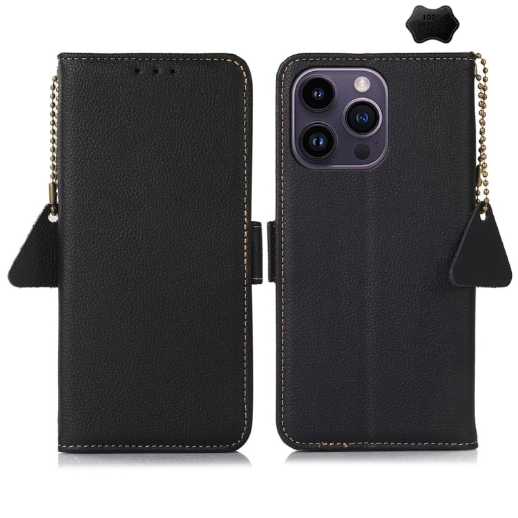 For iPhone 16 Pro Side-Magnetic TJ Genuine Leather RFID Phone Case(Black) - iPhone 16 Pro Cases by PMC TechLife | Online Shopping South Africa | PMC TechLife | Buy Now Pay Later Mobicred