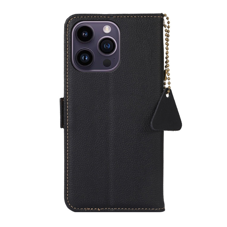 For iPhone 16 Pro Side-Magnetic TJ Genuine Leather RFID Phone Case(Black) - iPhone 16 Pro Cases by PMC TechLife | Online Shopping South Africa | PMC TechLife | Buy Now Pay Later Mobicred