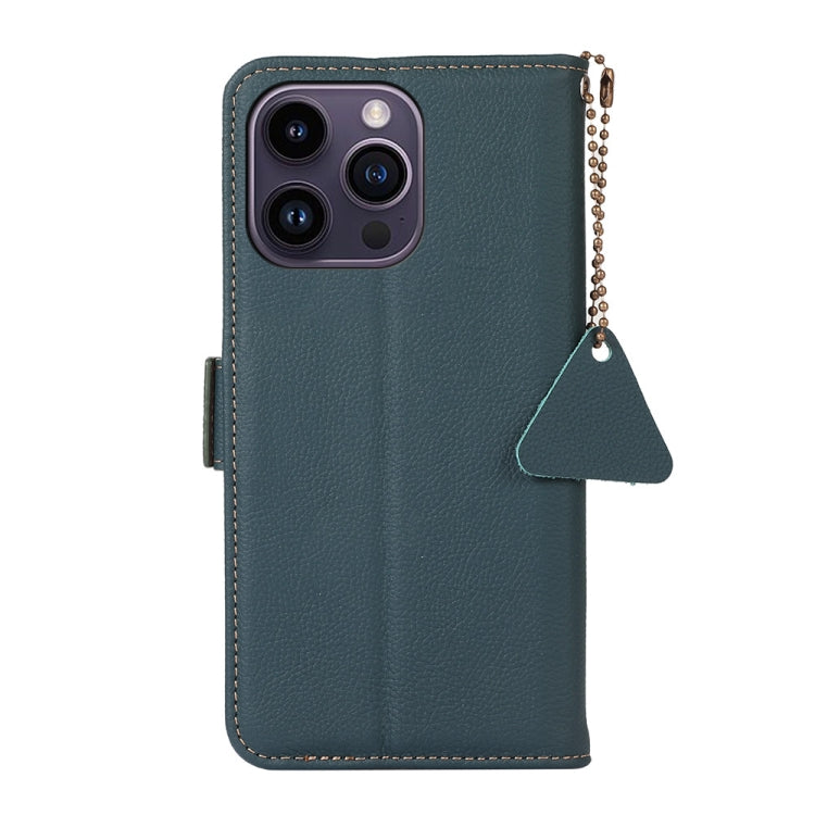 For iPhone 16 Pro Side-Magnetic TJ Genuine Leather RFID Phone Case(Green) - free shipping - PMC TechLife - Order now!