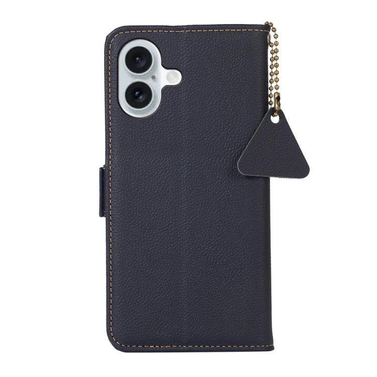 For iPhone 16 Side-Magnetic TJ Genuine Leather RFID Phone Case(Blue) - iPhone 16 Cases by PMC Jewellery | Online Shopping South Africa | PMC Jewellery | Buy Now Pay Later Mobicred