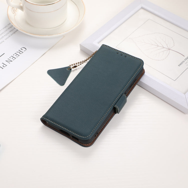 For iPhone 16 Side-Magnetic TJ Genuine Leather RFID Phone Case(Green) - iPhone 16 Cases by PMC TechLife | Online Shopping South Africa | PMC TechLife | Buy Now Pay Later Mobicred