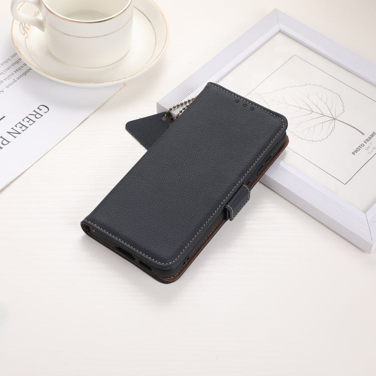 For iPhone 16 Plus Side-Magnetic TJ Genuine Leather RFID Phone Case(Blue) - iPhone 16 Plus Cases by PMC TechLife | Online Shopping South Africa | PMC TechLife | Buy Now Pay Later Mobicred