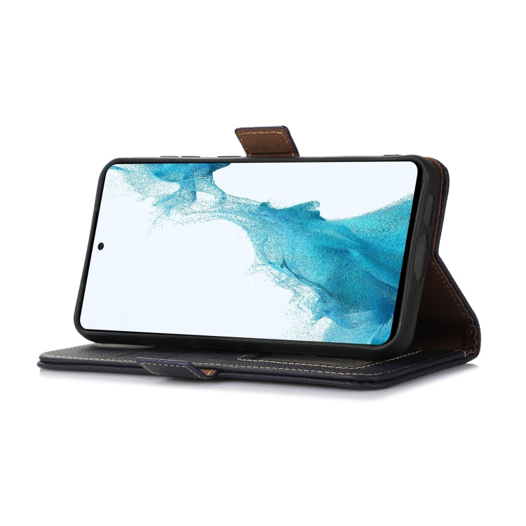 For iPhone 16 Plus Side-Magnetic TJ Genuine Leather RFID Phone Case(Blue) - iPhone 16 Plus Cases by PMC TechLife | Online Shopping South Africa | PMC TechLife | Buy Now Pay Later Mobicred