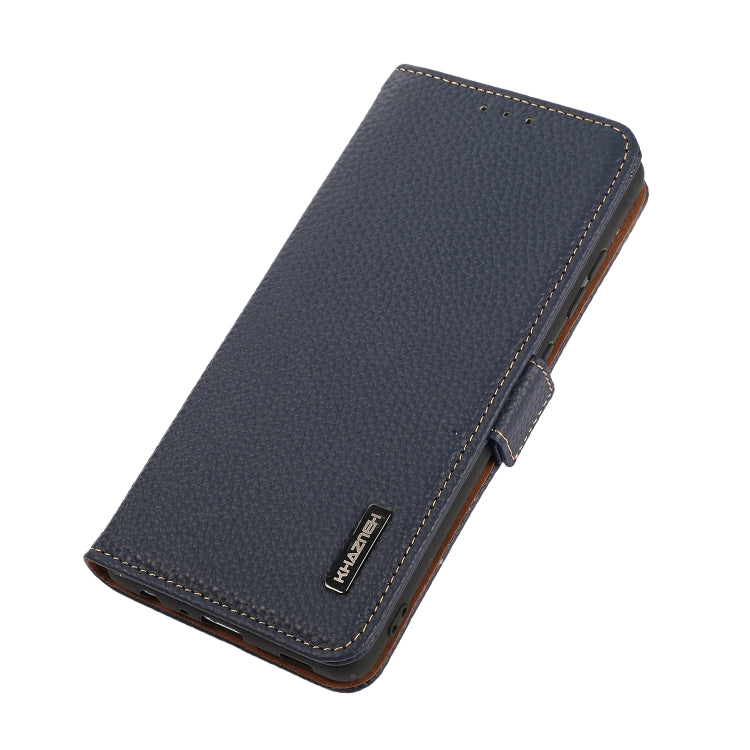 For iPhone 16 Pro KHAZNEH Side-Magnetic Litchi Genuine Leather RFID Case(Blue) - iPhone 16 Pro Cases by PMC TechLife | Online Shopping South Africa | PMC TechLife | Buy Now Pay Later Mobicred