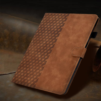 For iPad Pro 11 2024 Rhombus Embossed Leather Tablet Case(Brown) - iPad Pro 11 2024 Cases by PMC Jewellery | Online Shopping South Africa | PMC Jewellery | Buy Now Pay Later Mobicred