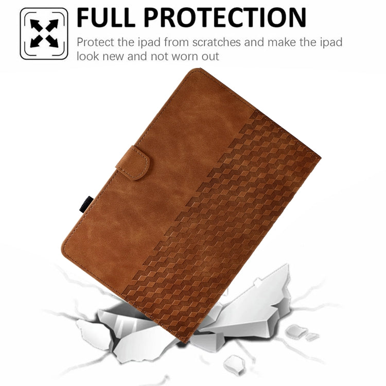 For iPad Pro 11 2024 Rhombus Embossed Leather Tablet Case(Brown) - iPad Pro 11 2024 Cases by PMC TechLife | Online Shopping South Africa | PMC TechLife | Buy Now Pay Later Mobicred
