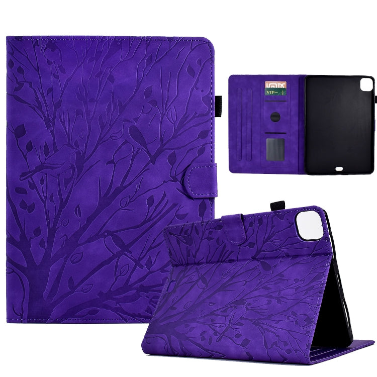 For iPad Pro 11 2024 Fortune Tree Embossed Leather Smart Tablet Case(Purple) - iPad Pro 11 2024 Cases by PMC TechLife | Online Shopping South Africa | PMC TechLife | Buy Now Pay Later Mobicred