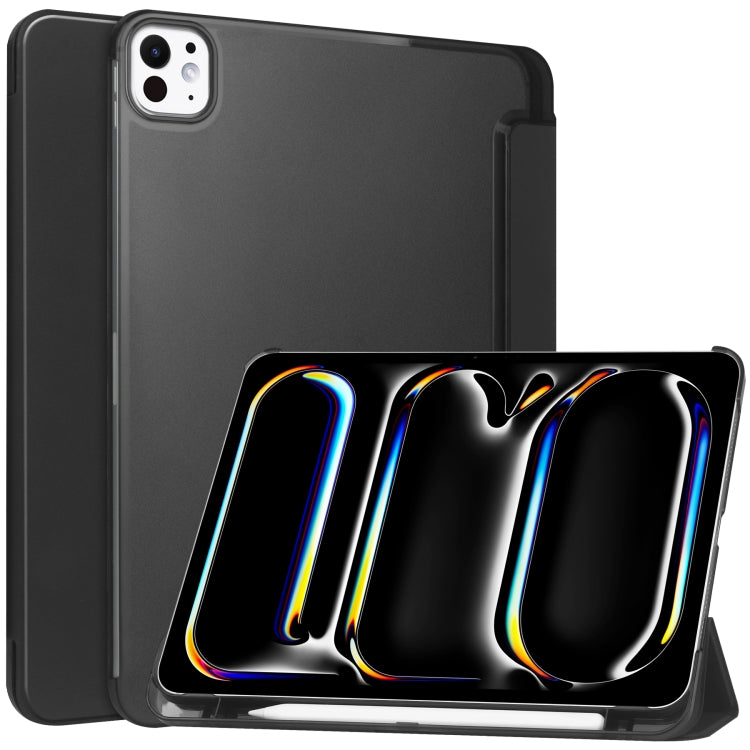 For iPad Pro 13 2024 3-fold Semi-transparent Frosted Smart Leather Tablet Case(Black) - iPad Pro 13 2024 Cases by PMC TechLife | Online Shopping South Africa | PMC TechLife | Buy Now Pay Later Mobicred