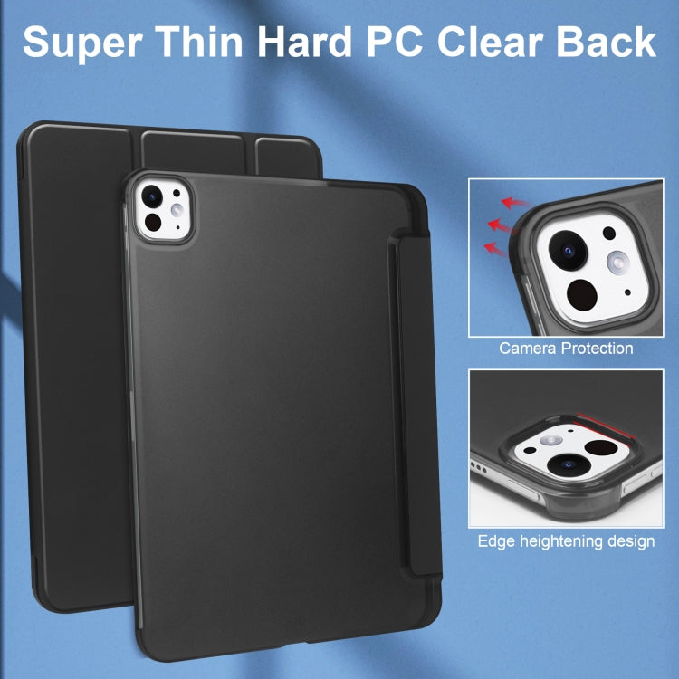 For iPad Pro 13 2024 3-fold Semi-transparent Frosted Smart Leather Tablet Case(Black) - iPad Pro 13 2024 Cases by PMC TechLife | Online Shopping South Africa | PMC TechLife | Buy Now Pay Later Mobicred