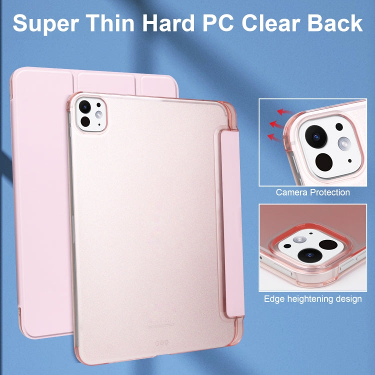 For iPad Pro 13 2024 3-fold Semi-transparent Frosted Smart Leather Tablet Case(Rose Gold) - iPad Pro 13 2024 Cases by PMC TechLife | Online Shopping South Africa | PMC TechLife | Buy Now Pay Later Mobicred