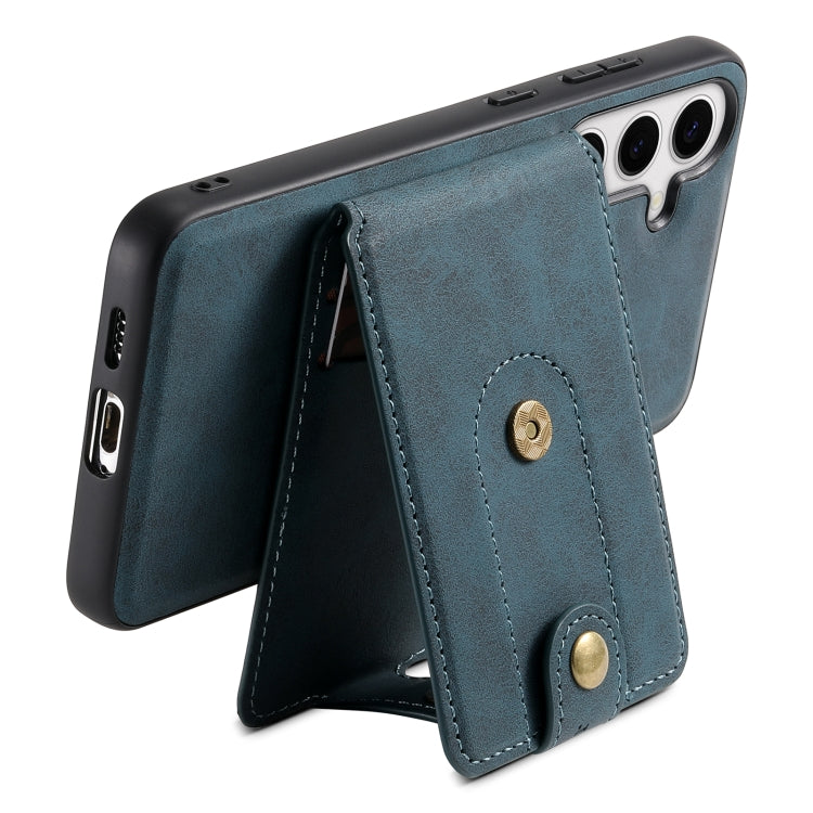 For Samsung Galaxy S24+ 5G Denior D14 NK Retro Pattern MagSafe Magnetic Card Holder Leather Phone Case(Blue) - Galaxy S24+ 5G Cases by Denior | Online Shopping South Africa | PMC Jewellery | Buy Now Pay Later Mobicred