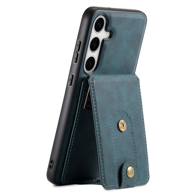 For Samsung Galaxy S24 5G Denior D14 NK Retro Pattern MagSafe Magnetic Card Holder Leather Phone Case(Blue) - Galaxy S24 5G Cases by Denior | Online Shopping South Africa | PMC Jewellery | Buy Now Pay Later Mobicred