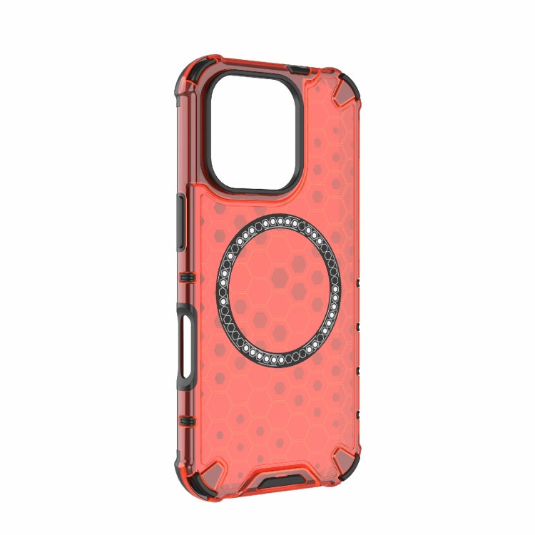 For iPhone 16 Pro Honeycomb Magnetic Ring Shockproof Phone Case(Red) - iPhone 16 Pro Cases by PMC Jewellery | Online Shopping South Africa | PMC Jewellery | Buy Now Pay Later Mobicred