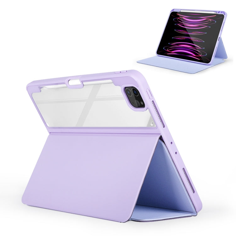 For iPad Air 13 2024 / Pro 12.9 2022 2-Fold Clear Acrylic Leather Tablet Case(Light Grey) - iPad Pro 12.9 (2022/2021) Cases by PMC TechLife | Online Shopping South Africa | PMC TechLife | Buy Now Pay Later Mobicred