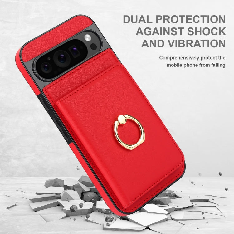 For Google Pixel 9 RFID Anti-theft Card Ring Holder Phone Case(Red) - Google Cases by PMC TechLife | Online Shopping South Africa | PMC TechLife | Buy Now Pay Later Mobicred