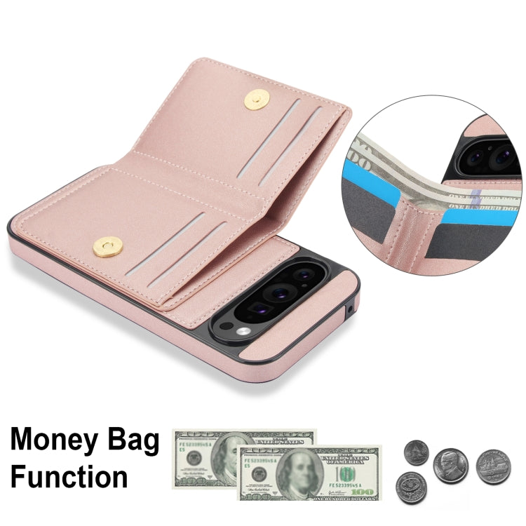 For Google Pixel 9 RFID Anti-theft Card Ring Holder Phone Case(Rose Gold) - Google Cases by PMC Jewellery | Online Shopping South Africa | PMC Jewellery | Buy Now Pay Later Mobicred