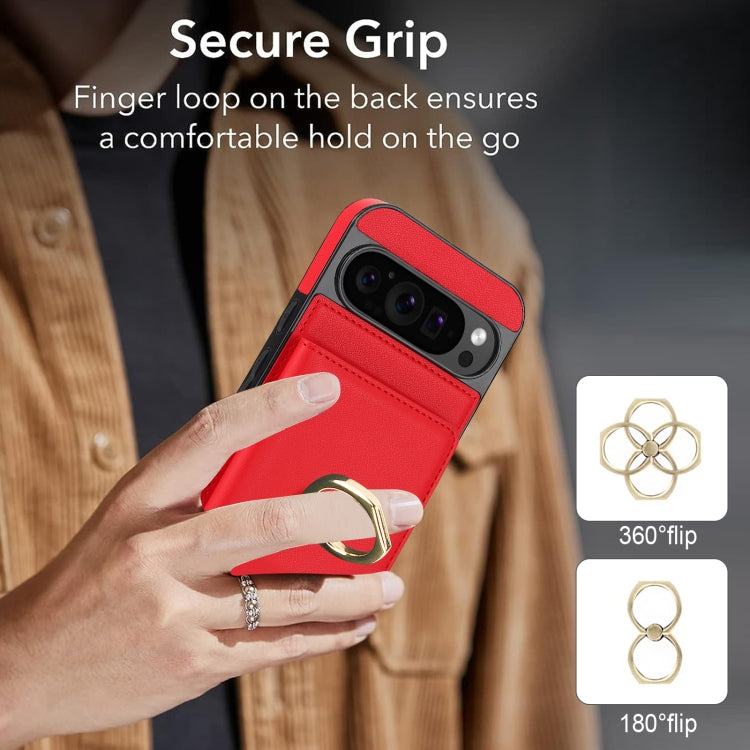 For Google Pixel 9 Pro XL RFID Anti-theft Card Ring Holder Phone Case(Red) - Google Cases by PMC TechLife | Online Shopping South Africa | PMC TechLife | Buy Now Pay Later Mobicred