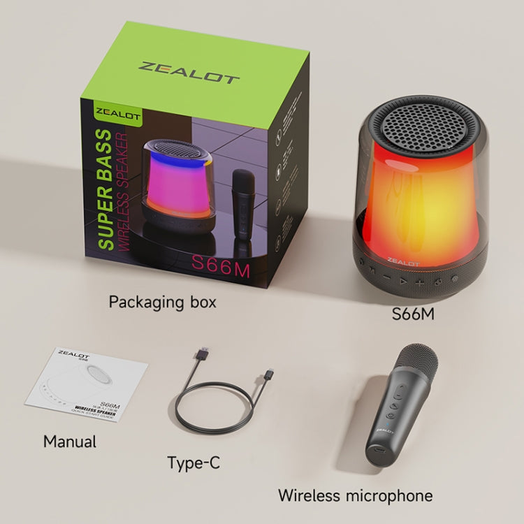 Zealot S66M RGB Rhythmic Light Karaoke Wireless Speaker, Style:Single Mic(Black) - Desktop Speaker by ZEALOT | Online Shopping South Africa | PMC Jewellery | Buy Now Pay Later Mobicred