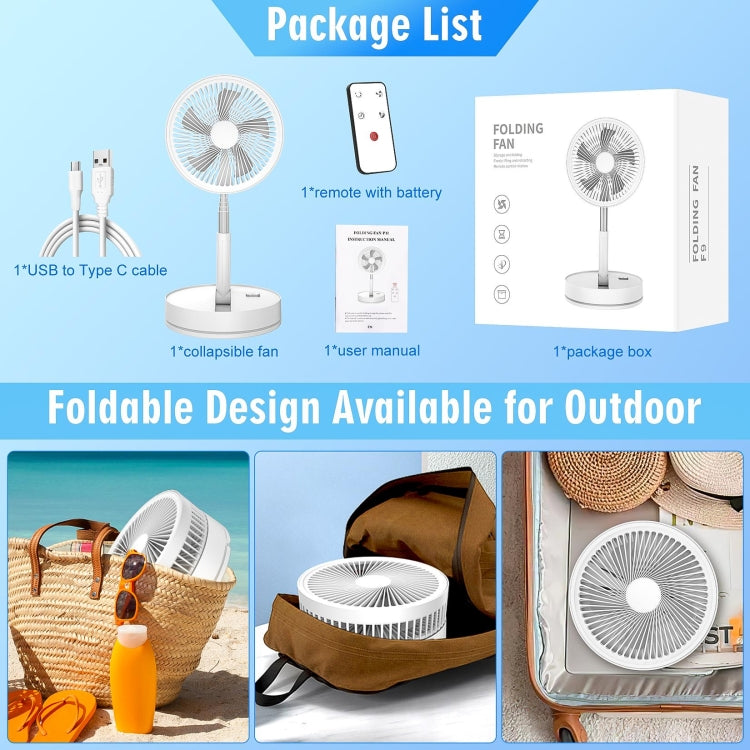 F9 Folding Adjustable Height Desktop Electric Fan(White) - Electric Fans by PMC TechLife | Online Shopping South Africa | PMC TechLife | Buy Now Pay Later Mobicred