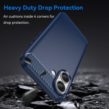 For iPhone 16 Brushed Texture Carbon Fiber TPU Phone Case(Blue) - iPhone 16 Cases by PMC Jewellery | Online Shopping South Africa | PMC Jewellery | Buy Now Pay Later Mobicred