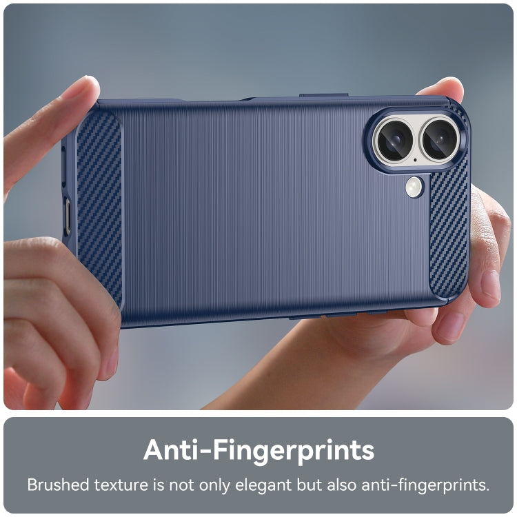 For iPhone 16 Brushed Texture Carbon Fiber TPU Phone Case(Blue) - iPhone 16 Cases by PMC TechLife | Online Shopping South Africa | PMC TechLife | Buy Now Pay Later Mobicred