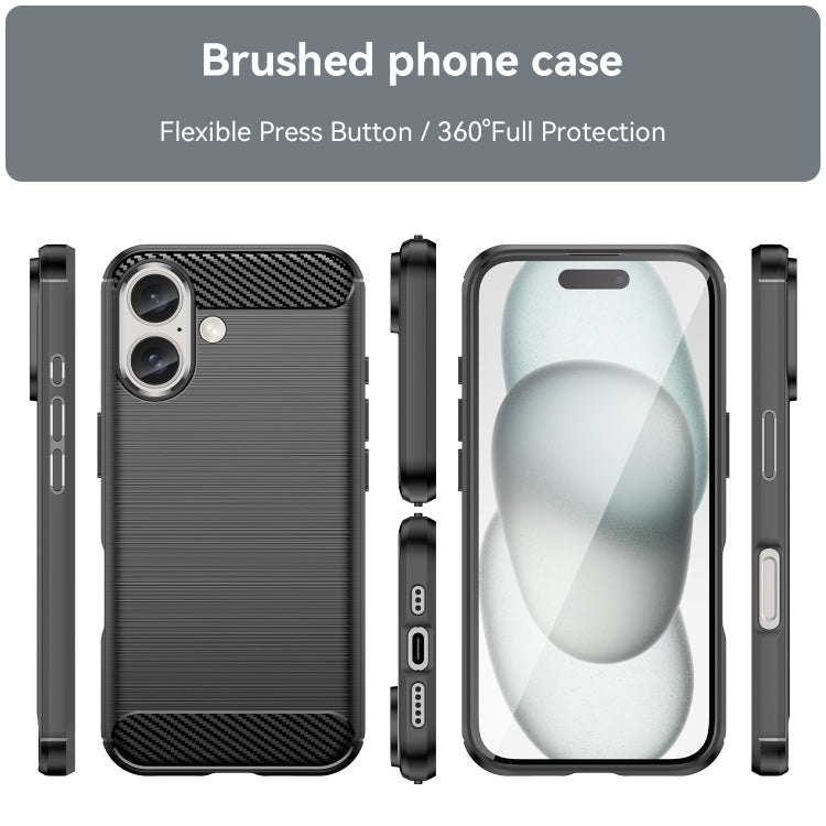 For iPhone 16 Brushed Texture Carbon Fiber TPU Phone Case(Black) - iPhone 16 Cases by PMC Jewellery | Online Shopping South Africa | PMC Jewellery | Buy Now Pay Later Mobicred